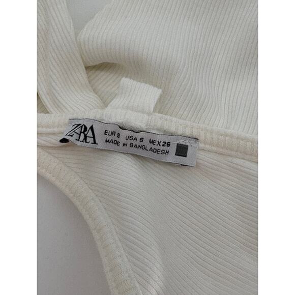 Zara White Ribbed Knit Crop Top – Size Small - Picture 5 of 5